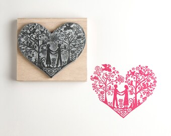 Wedding Rubber Stamp - You & Me Heart, Custom Anniversary Gift