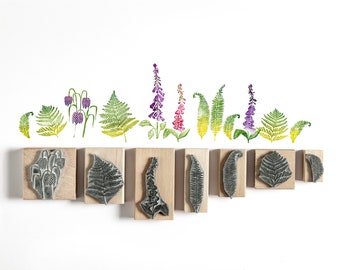 Woodland Flowers and Ferns Rubber Stamps, Stamps for card making, Craft Gift, Craft Set