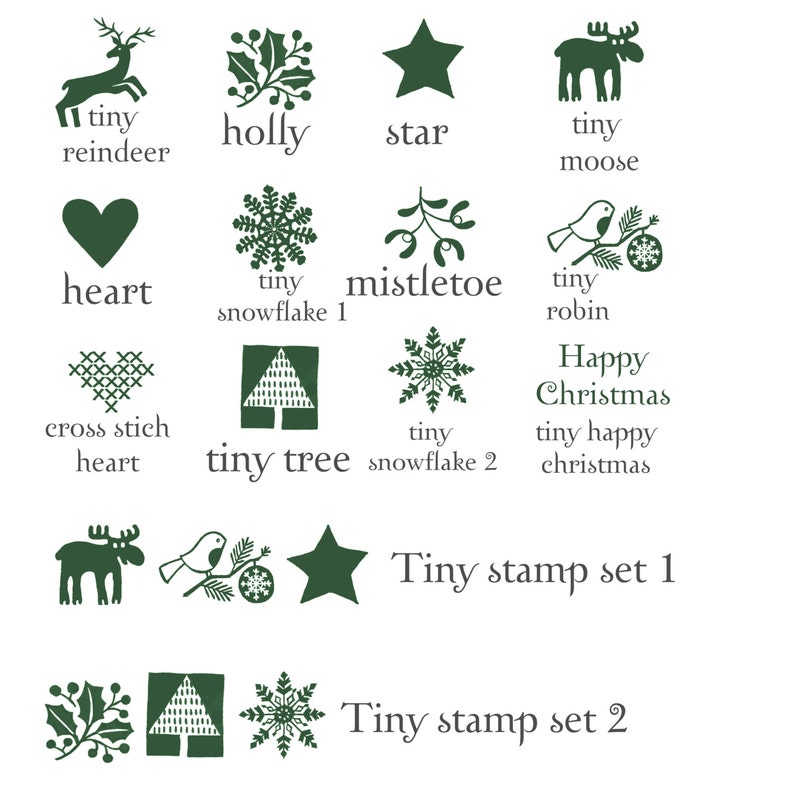 Tiny Christmas Rubber Stamps Christmas Stamp Christmas gift stocking filler Art stamp craft gift Christmas Card Stamp image 2