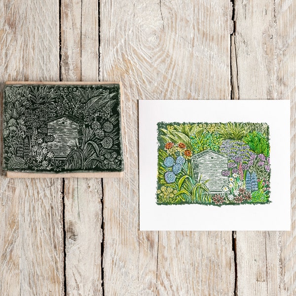 Garden Rubber Stamp Etsy