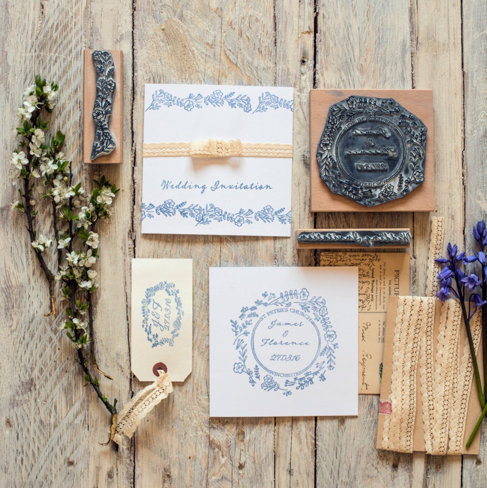 Wedding Rubber Stamp Wild Flower Garland Wedding Stamp Etsy