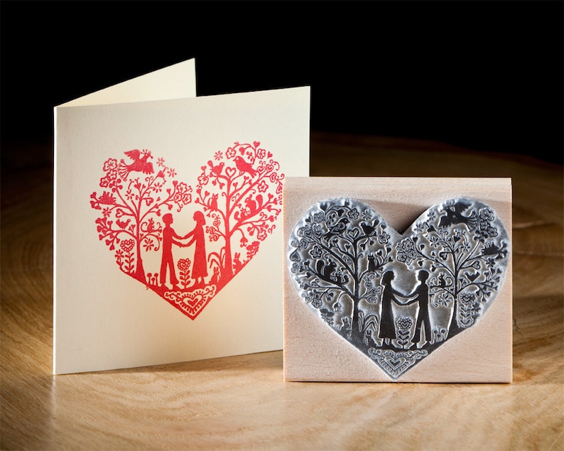 Wedding Rubber Stamp You and Me Heart valentine stamp heart stamp craft gift anniversary gift card making wedding invitation image 2