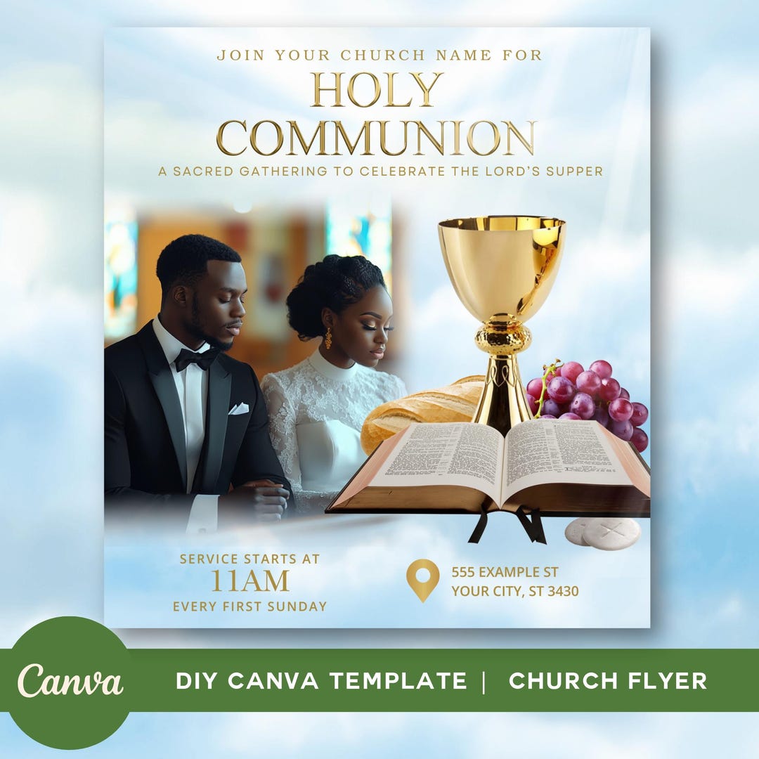 Holy Communion Church Flyer Template | Editable Canva Church Flyer ...
