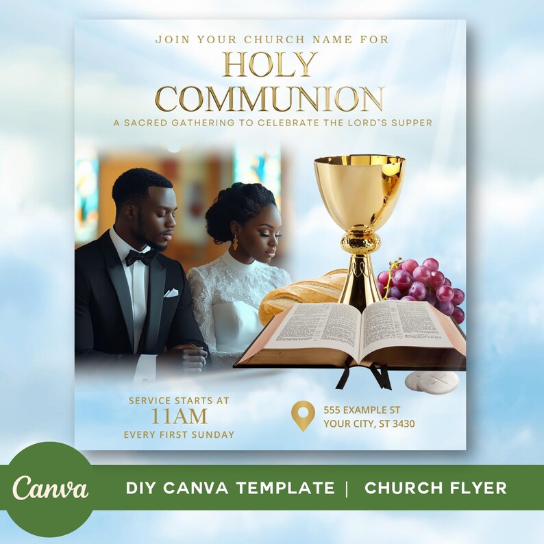 Holy Communion Church Flyer Template | Editable Canva Church Flyer ...
