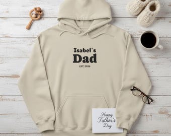 Personalisierter Papa Hoodie | bestickt | Benutzerdefinierter Name, hergestelltes Jahr Design