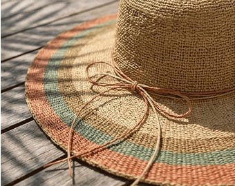 Wide-Brimmed Sun Hat, French-Style Flat-Top Boater Hat, Women's Summer Travel & Vacation Hat