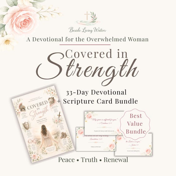 Christian Devotional Bundle for Women | 33 Day Bible Study Journal + Scripture Cards | Faith Printable | Quiet Time | Christian Gift Fl