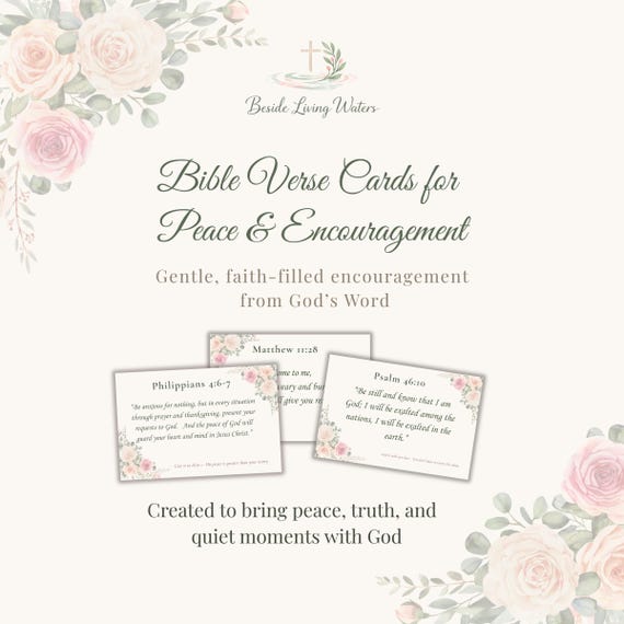 Printable Bible Verse Cards, Scripture for Peace, Encouragement, Devotional (Digital Download)