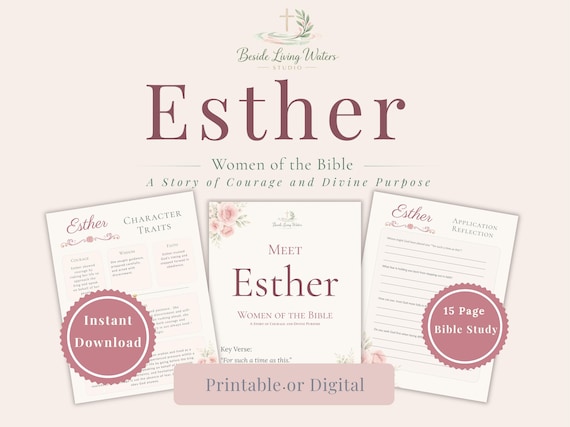 Esther Devotional Workbook, Christian Faith Journal, Women of the Bible Study (Digital Download)