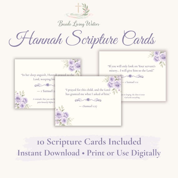 Hannah Scripture Cards Printable | Bible Verse Cards for Women | Christian Encouragement Cards | Floral Scripture Cards | Instant Download