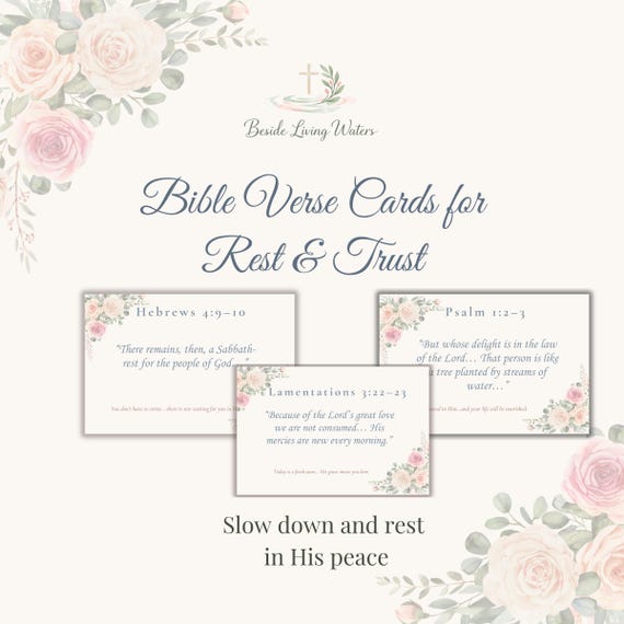Bible Verse Cards for Rest, Trust, Anxiety Relief (Digital Download)