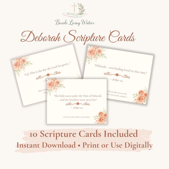 Deborah Scripture Cards Printable | Bible Verse Cards for Women | Christian Encouragement Cards | Faith & Leadership cards| Instant Download