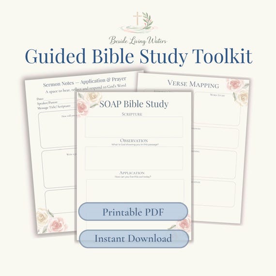 Guided Bible Study Toolkit, SOAP Pages, Christian Journal, Scripture Study (PDF Download)
