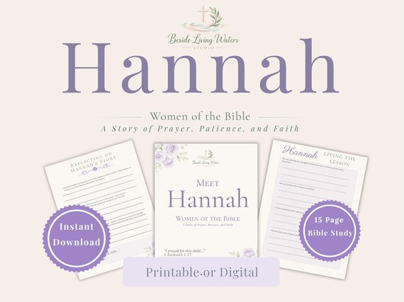 Hannah Devotional Workbook, Christian Faith Journal, Women of the Bible Study (Digital Download)