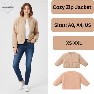 Jacket Sewing Pattern | Women Sewing Pattern | Teddy Jacket with Lining | XS TO XXL Sewing Pattern Jacket Coat