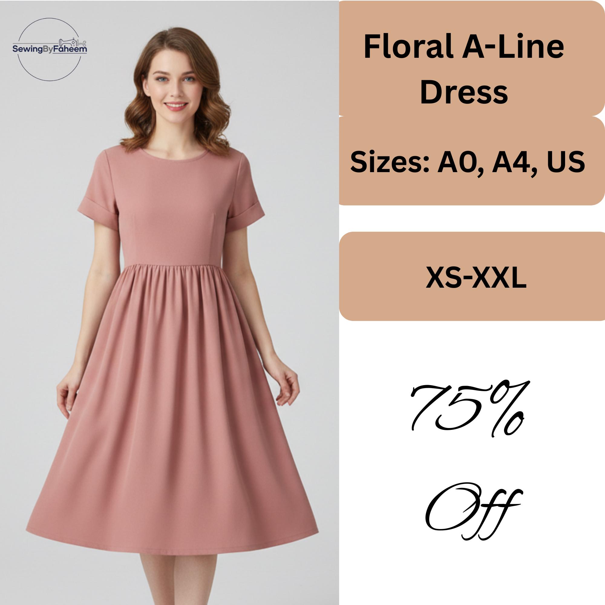 a line dress pattern with short sleeves April - Dress (PDF pattern) main image 1