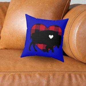 Buffalo Plaid with Bison and Heart, Red White Blue | Buffalo, NY Buffalove 716 | Home Decor | Housewarming Gifts |