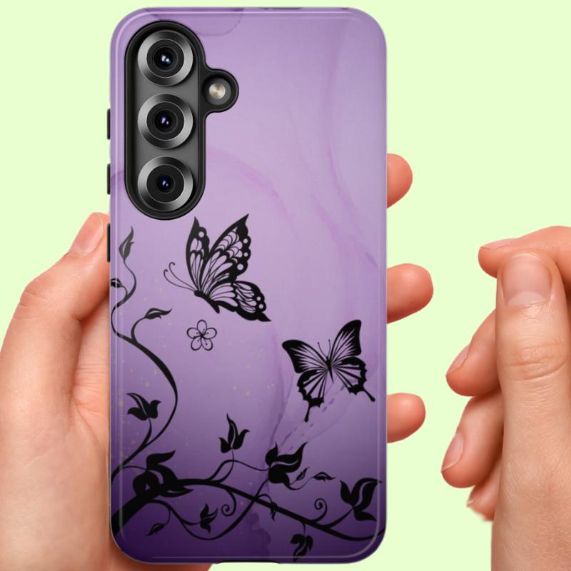 Purple Marble Butterflies Tough Protective Boho phone case for iPhone 16 15 14 13 12 11 Pro Max Samsung Galaxy s24 s23 s22 s21 Ultra, Pixel