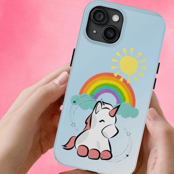 Cute Baby Unicorn and Rainbow, Boho Retro Tough and Shock