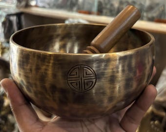 Full Moon Tibetan Singing Bowl Handmade – 7 Metal Sound Healing Gift for Meditation and Mindfulness 6 inches