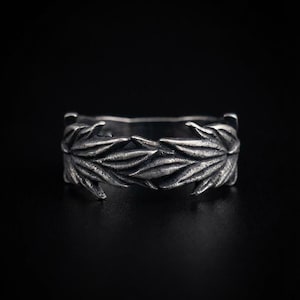 Handgemachte Weizen Ring, Natur Ring, Siegelring, Natur Schmuck, Florale Textur Goldband, minimalistischen botanischen, Geschenk für sie