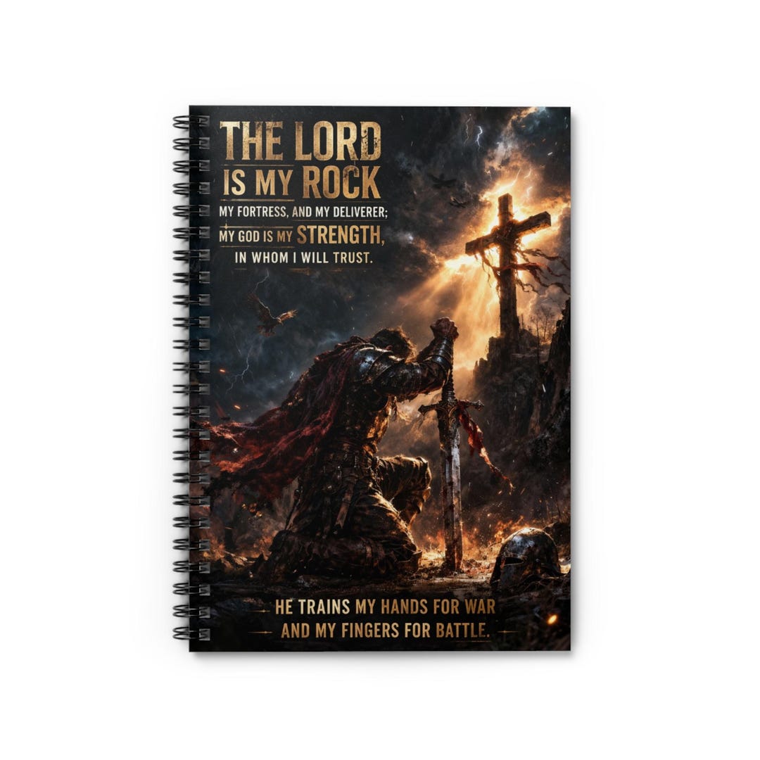 Christian Warrior Spiral Notebook, "the Lord is My Rock" Ruled Journal ...