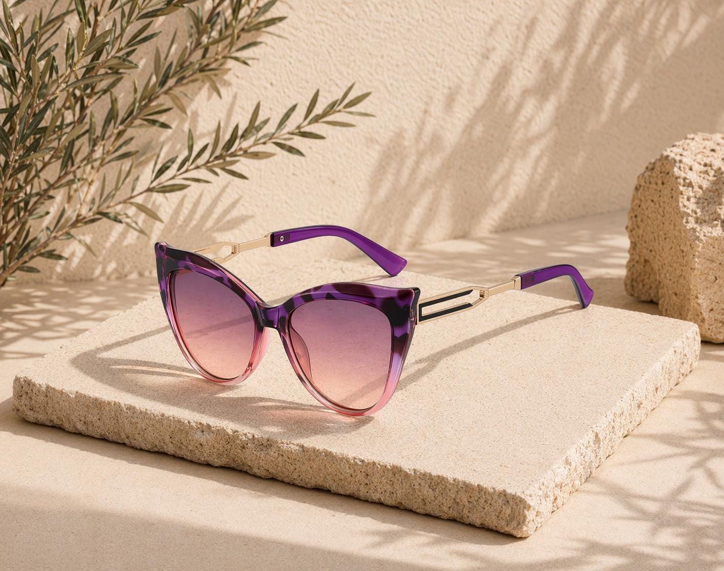 TOUS Tortoiseshell Cat-Eye Sunglasses with Purple Gradient Lenses Orange Tortoise Oversized Acetate Cat-Eye Gradient  main image 3