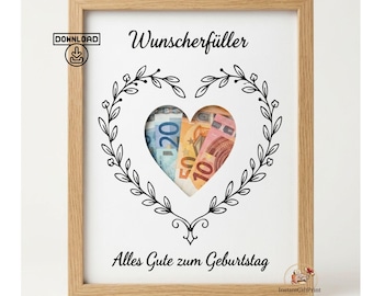 Geldgeschenk Geburtstag | Originelle Geschenke zum 50 Geburtstag Mann & Frau | Runder Geburtstag | Schüttelkarte Vorlage PDF | 18 30 60