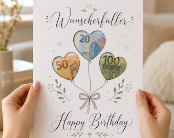 Geburtstagsgeschenk Geldgeschenk | Wunscherfüller Geburtstag | Kreatives Cadeaux de dernière minute | DIY Geldgeschenk zum Geburtstag | PDF Sofort