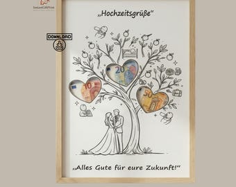 Hochzeitsgeschenk Geldgeschenk Hochzeit | Wunscherfüller Baum | Geschenk Hochzeit Gastgeschenke | Téléchargement instantané DIY