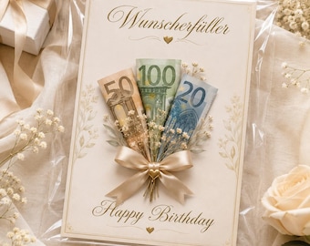 Carte-cadeau d'anniversaire en argent | Téléchargement PDF instantané de dernière minute, sans découpage | Cadeau en espèces pour maman, papa et amis
