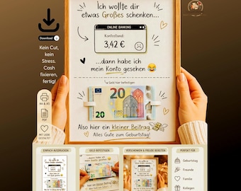 Witziges Geldgeschenk zum Geburtstag oder Jugendweihe, Lustiges Geldgeschenk Ausdrucken, Personalisiertes Geschenk (Téléchargement gratuit)