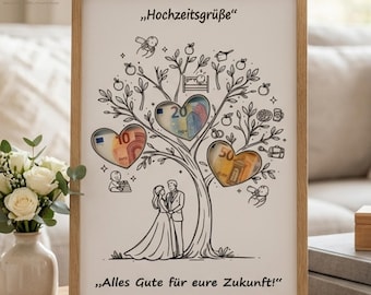 Hochzeit Geldgeschenk PDF, Geldgeschenk Hochzeit Hochzeitskarte, Poster Geldbaum DIY, Téléchargement Sofort, Geldkarte Brautpaar
