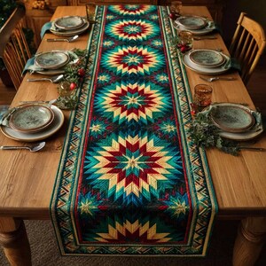 Southwestern Table Runner Aztec Star Table Runner Boho Farmhouse Decor Rustic Tribal Table Runner Dining Decor Western Table Runner