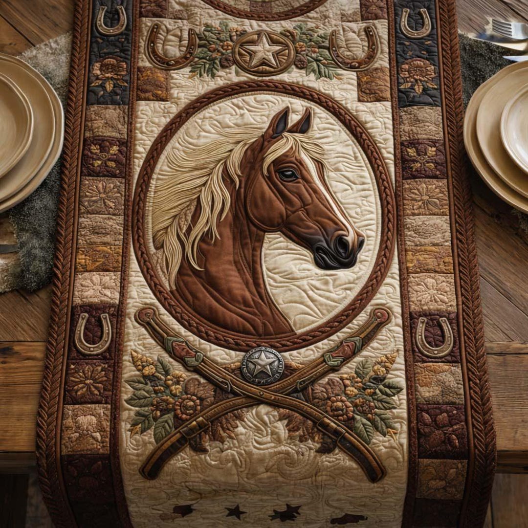 Western Rustic Table Runner Horse Western Table Runner, Cowboy Ranch Table Decor, Rustic Farmhouse ...