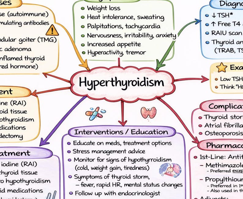 Hyperthyroidism Study Guide | Cheat Sheet FNP Exam Notes | NP Board ...