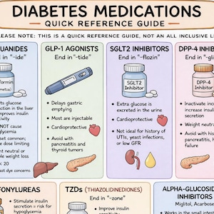 Diabetes Medications Quick Reference Guide | NP, Nursing Exam Prep (Digital Download)