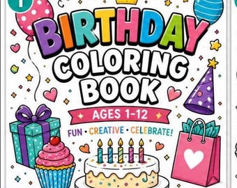 Libro para colorear de cumpleaños para niños (de 1 a 12 años) / Páginas divertidas / Descarga instantánea