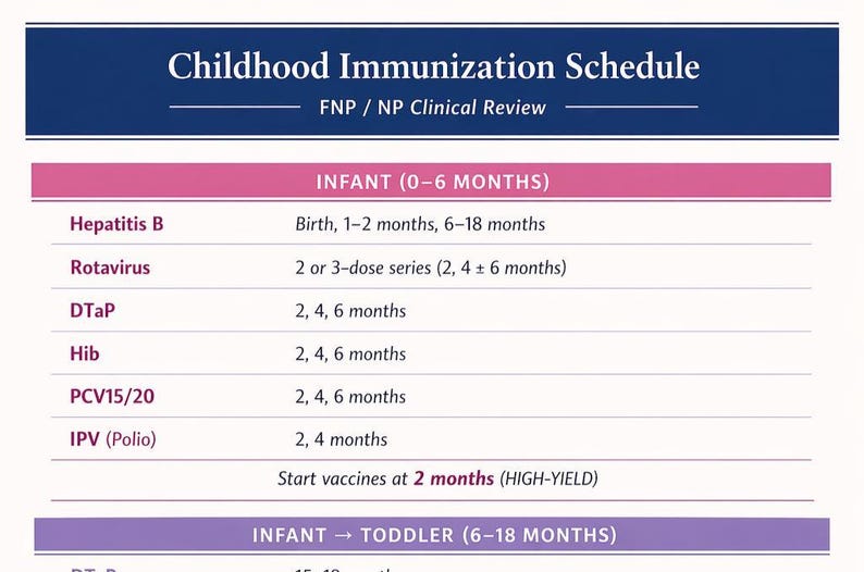 Complete Immunization Childhood Immunization Schedule Infographic | FNP NP Exam Prep ...