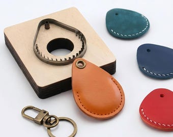 Teardrop Access Card Cover Cutting Die, Wooden Base Steel Blade Die Cutter for DIY Handmade Leather Craft Keychain Card Holder