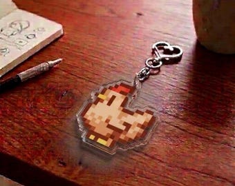 Cute Chicken Pixel Keychain, Stardew Valley Inspired Farm Character Charm, Acrylic Bag Decor, Custom Gamer Gift