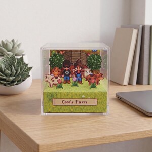 Custom Stardew Valley Style 3D Printed Diorama, Personalized Pixel Farm Wedding Scene, Junimo Pet Figure, Anniversary Gamer Gift Deco