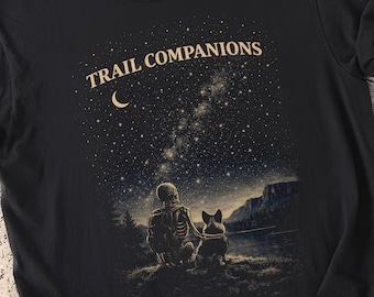 Comfort Colors Skeleton Dog Hiking Shirt | Gift for Hiker | Dog Lover Tee