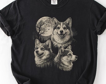 Camiseta Comfort Colors estilo años 90 con estampado de Corgi y luna / Sudadera para amantes de los Corgis / Regalo para mamás perrunas