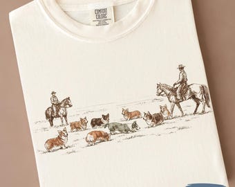 Camiseta Western Corgi Roundup / Sudadera campestre / Regalo para amantes de los perros