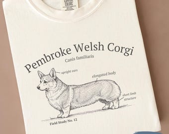 Vintage Field Guide Corgi Shirt | Dog Person Sketch Sweatshirt | Gift for Dog Lover