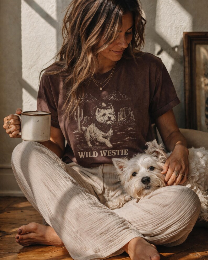 Camiseta Western Westie / Camiseta Comfort Colors West Highland Terrier / Regalo para amantes de los perros imagen 2