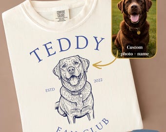Comfort Colors Custom Vintage Dog Shirt | Pet Photo + Name Portrait | Personalized Dog TShirt