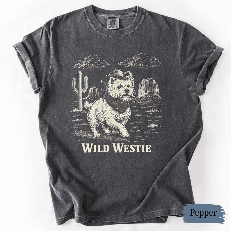 Camiseta Western Westie / Camiseta Comfort Colors West Highland Terrier / Regalo para amantes de los perros imagen 3