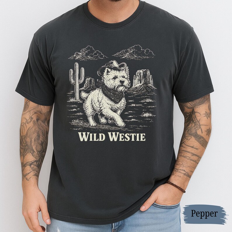 Camiseta Western Westie / Camiseta Comfort Colors West Highland Terrier / Regalo para amantes de los perros imagen 16